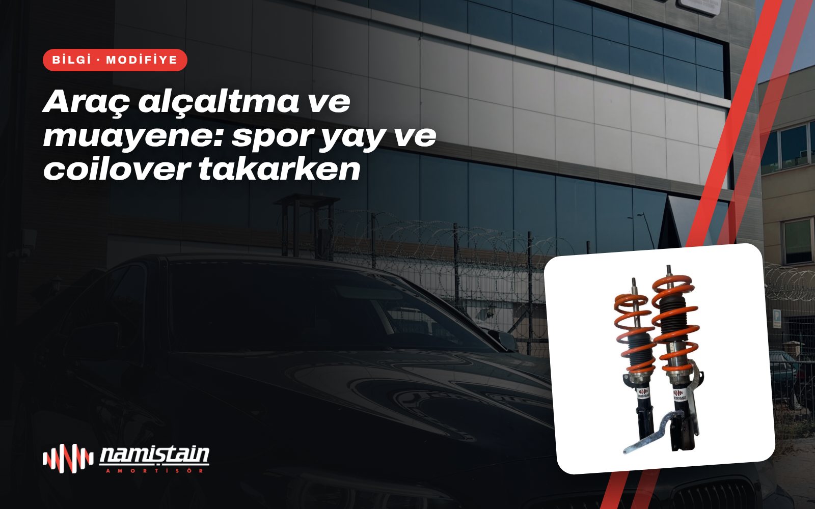 Araç alçaltma ve muayene: spor yay ve coilover takarken