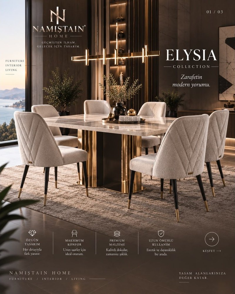 Elysia yemek masası takımı